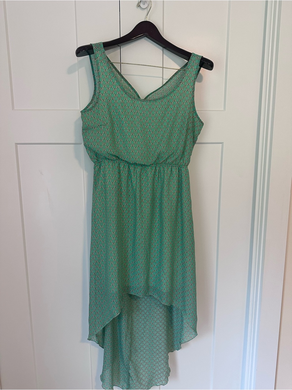 L8teR Mint Green Butterfly Sleeveless High-Low Dress